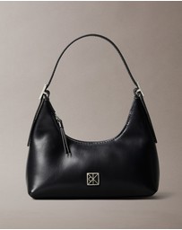 Calvin Klein - Monogram Logo Emblem Leather Small Shoulder Bag