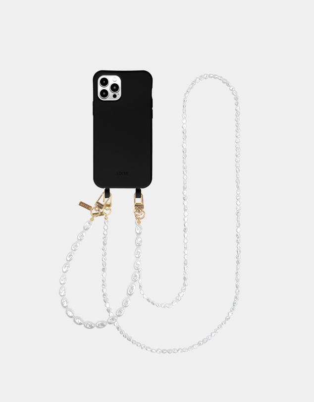 LOUVE COLLECTION - Le Cafe Noir Phone Case + Pearl Crossbody Chain & Wristlet