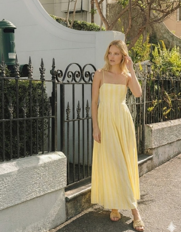 Esther & Co - Rhiannon Dress - Yellow Stripe