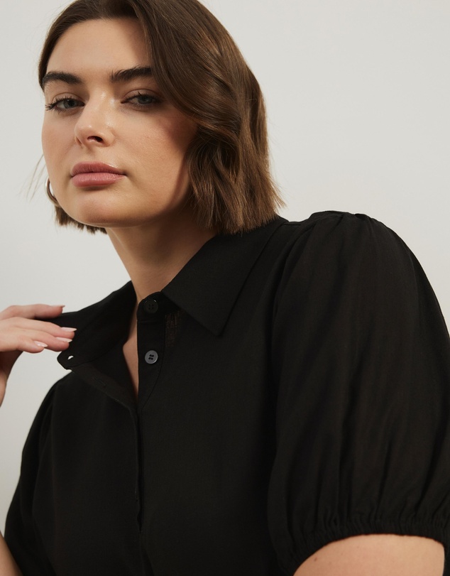 Atmos&Here Curvy - Lola Linen Blend Shirt Dress