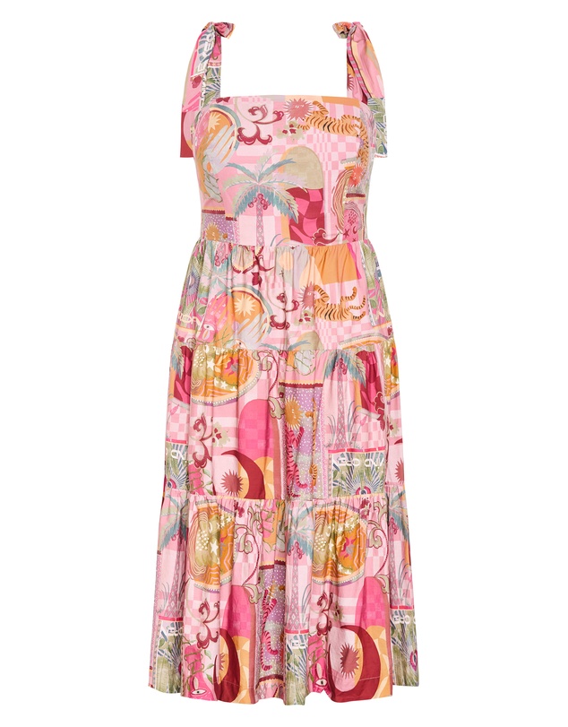 City Chic - Plus size Elessia Print Midi Dress - dusty pink