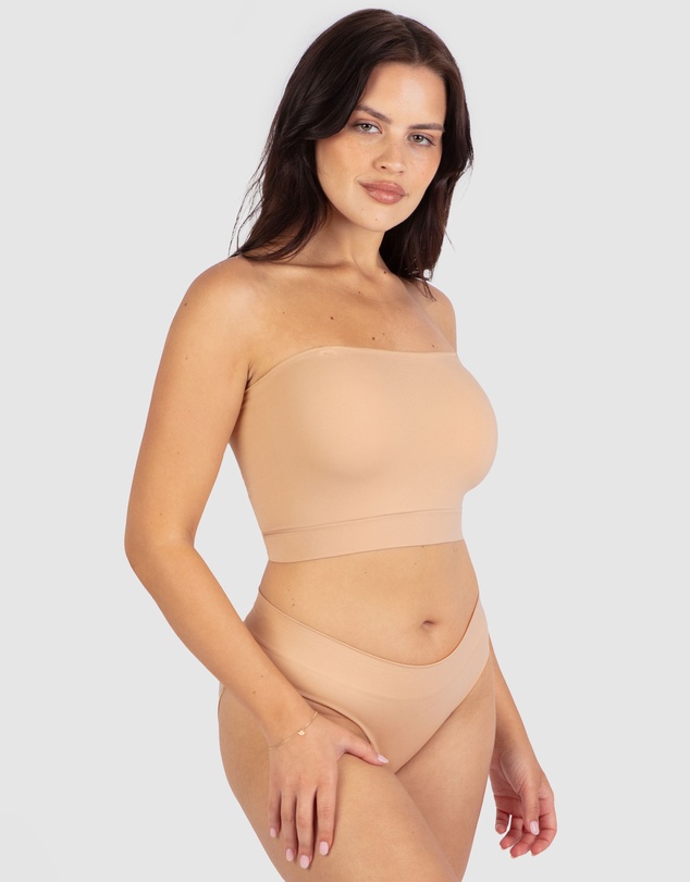 B Free Intimate Apparel - Sleek Bandeau Top with Silicone Bra Pads (A-B- C-D-DD) Cup