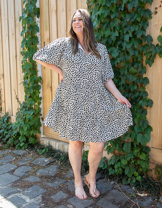 Love Your Wardrobe - Ocelot Spot Tiered Dress