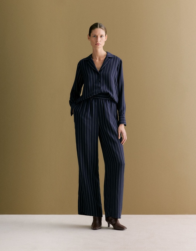 Trenery - Rope Stripe Pull On Pant in Navy
