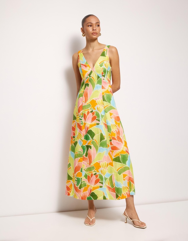 AERE - Emina Linen Beaded Midi Dress