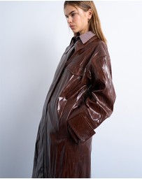 TOPSHOP - Faux Leather High Shine Coat