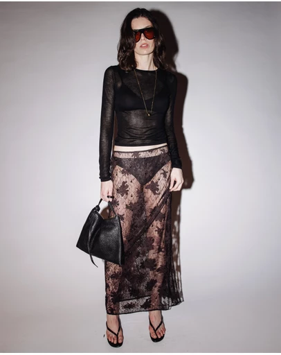 Minima Esenciales - Ninon Beaded Lace Maxi Skirt