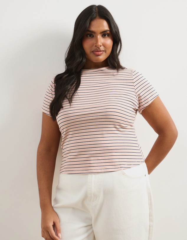 Atmos&Here Curvy - Layla Short Sleeve Stripe Tee