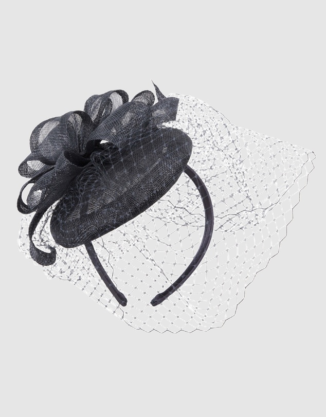 Max Alexander - Sinamay Navy Veil Fascinator