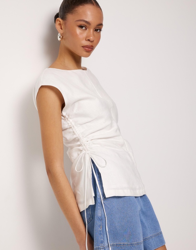 AERE - Aria Linen Trim Detail Top