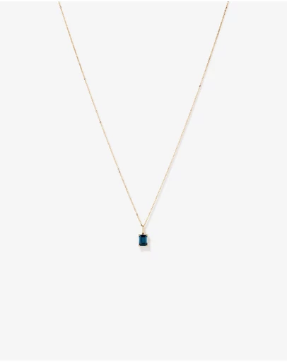 Michael Hill - Emerald Cut London Blue Topaz Gemstone Pendant Necklace in 10kt Yellow Gold