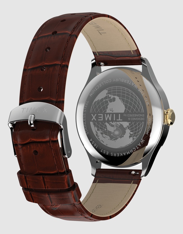 TIMEX - Waterbury Classic 39mm Brown Crocodile Grain Leather Strap Watch