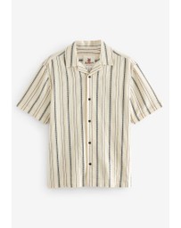 NEXT - Textured Stripe Short Sleeve Shirt With Cuban Collar