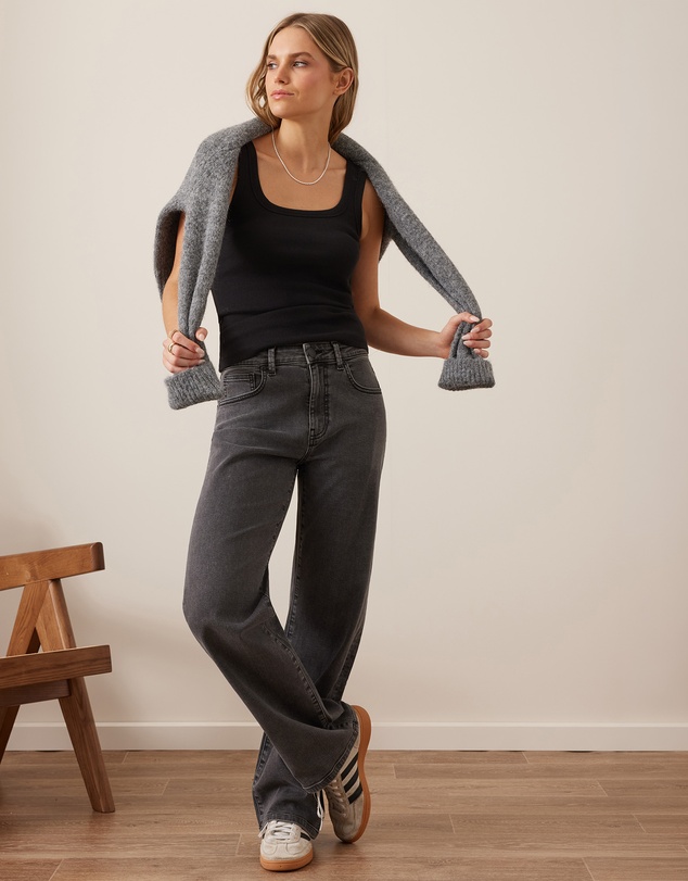 Ceres Life - Zaeli Contour Rib Square Neck Tank
