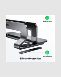 Ugreen - UGREEN Vertical Laptop Stand for Desk Adjustable Aluminum Holder for Laptops up to 17.3