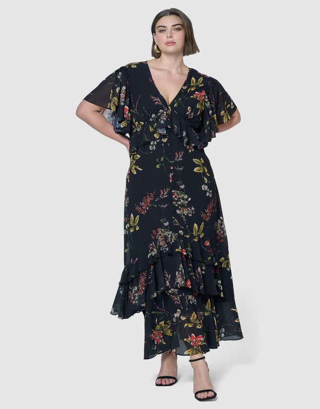 Pink Dusk by Curve Project - Lavinia Frill Maxi Dress