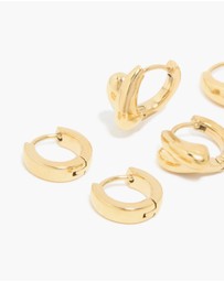 Lovisa - Waterproof Gold Plated Stainless Steel Chunky Huggie Earrings 3-Pack
