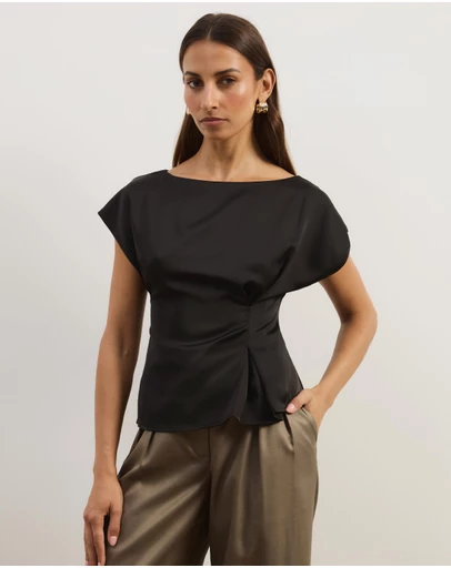 Atmos&Here - Aureline Satin Boat Neck Top