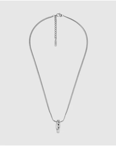 Diesel - Oval D Logo Silver tone Necklace