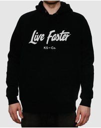 Killer Speed Co. - Killer Speed Co. Men Live Faster Hooded Sweaterblack Jumper Black 