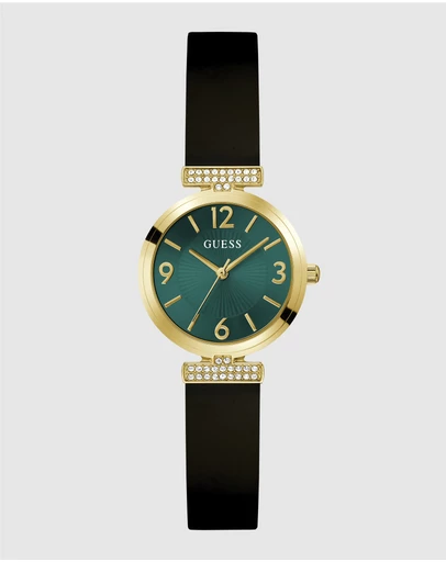 GUESS - Guess Ladies Black Gold Tone 28mm Analogue Watch
