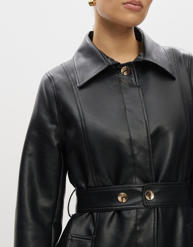 Minima Esenciales - Nervio Leather Look Trench