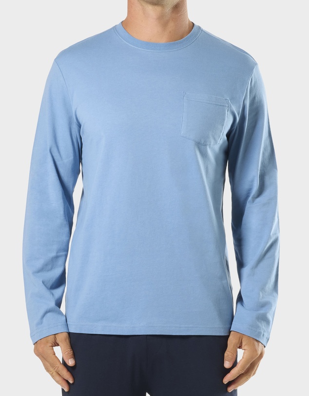 Mitch Dowd - Mens Relaxed Long Sleeve Crew Tee - Blue
