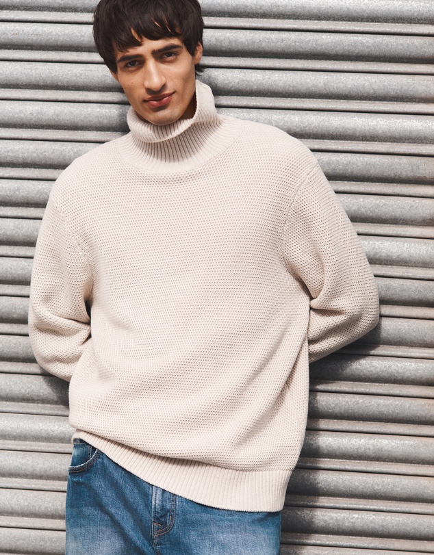 Country Road - Australian Good Earth Cotton Wool Blend Textured Roll Neck Knit