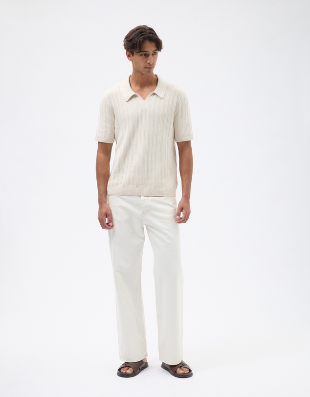 AERE - Fisherman Ribbed Knit Polo