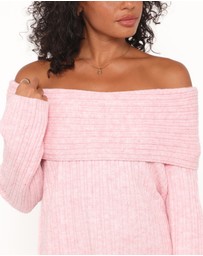 Petal & Pup - Kenny Off Shoulder Knit Sweater - Light Pink