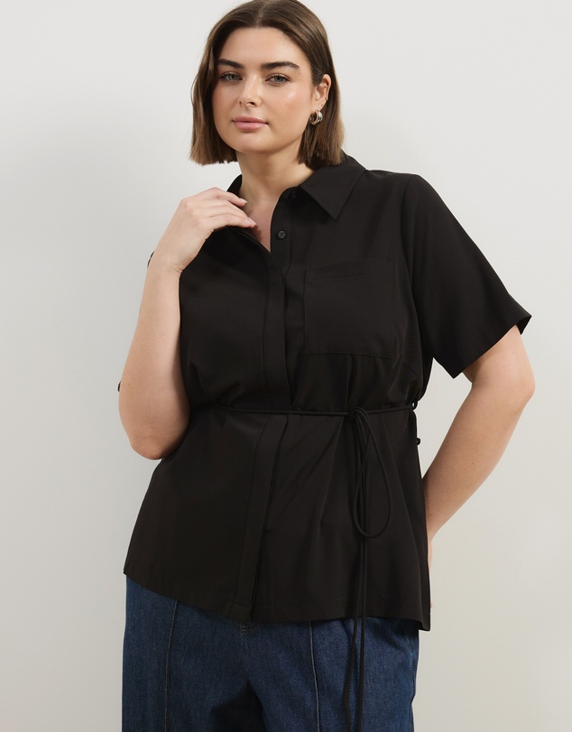 Atmos&Here Curvy - Aveline Tie Back Shirt
