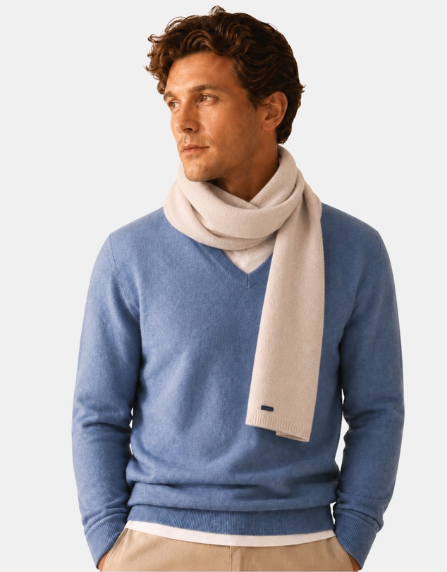 Henry Bucks - HENRY BUCKS Merino Wool Scarf BEIGE
