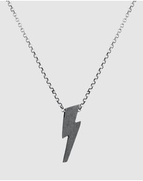 Kuzzoi - ICONIC EXCLUSIVE - Necklace Men Lightning Bolt Pendant Oxidised in 925 Sterling Silver