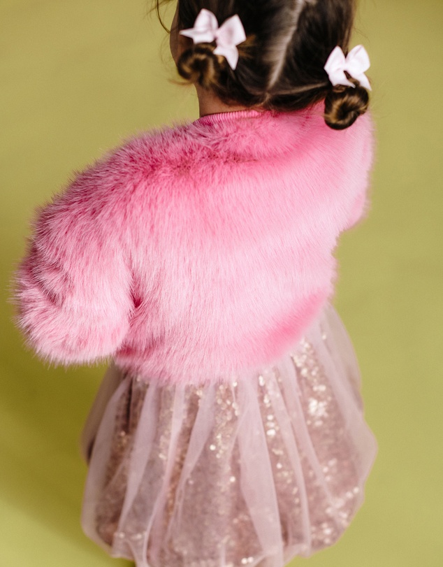 Rock Your Kid - Faux Fur Bomber Jacket In Dusty Pink