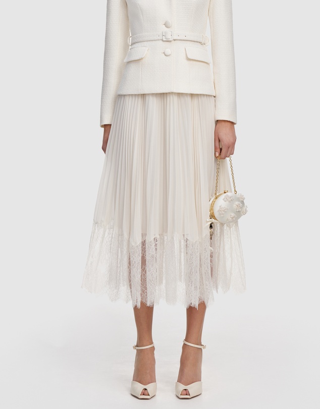 Self Portrait - Boucle Shawl Collared Midi Dress