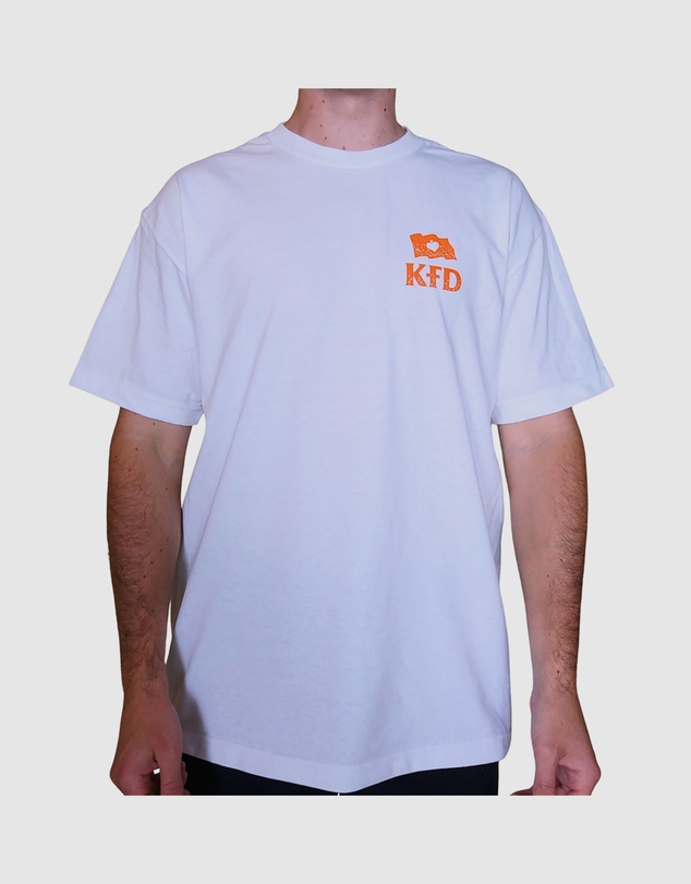 KFD - Kfd Boom Men Logo Cotton Tshirt Relaxed Fit Crew Neck White/Orange