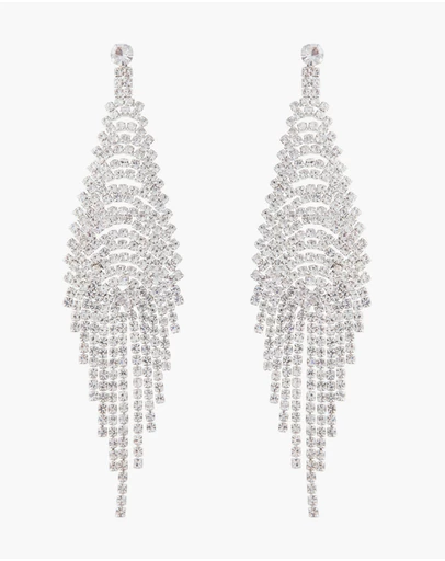Lovisa - Silver Cup Chain Diamante Fringe Drape Earrings