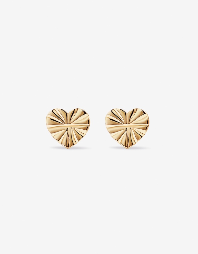 Michael Hill - Textured Heart Stud Earrings in 18kt Vermeil