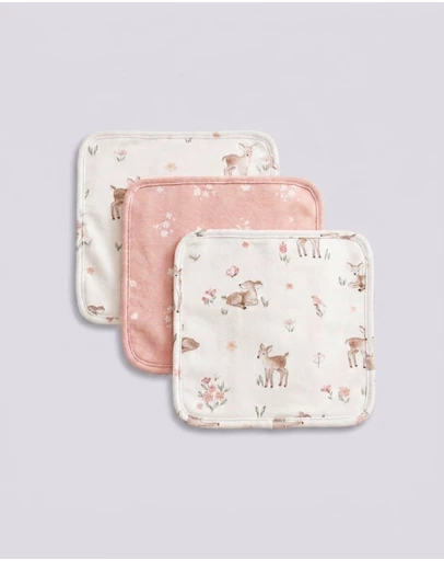 Living Textiles - 3 Pack Wash Cloths - Fawn Fables