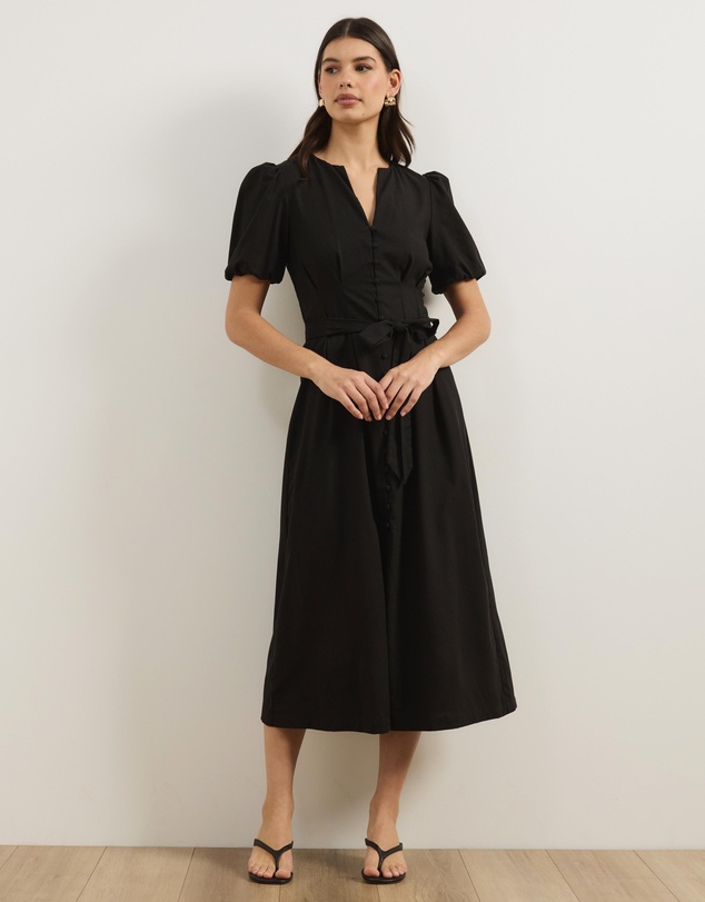 Atmos&Here - Audrey Fitted Button Front Midi Dress