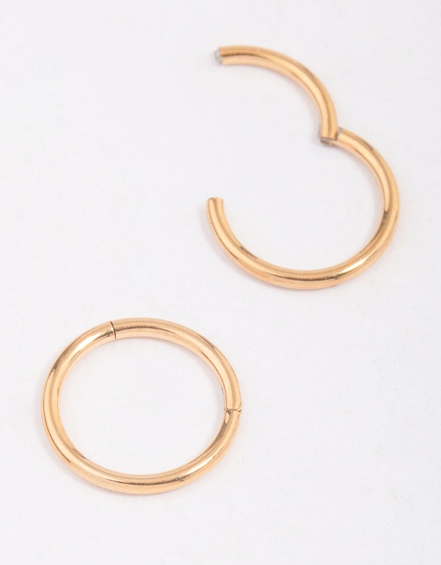 Lovisa - Gold Plated Surgical Steel Sleeper Hoop Earrings 10mm