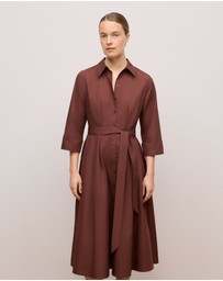 Trenery - Cotton Poplin Cuff Detail Shirt Dress in Espresso