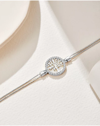 Mestige - Maple Tree of Life Bracelet embellished with crystals by Swarovski® - Silver Plated