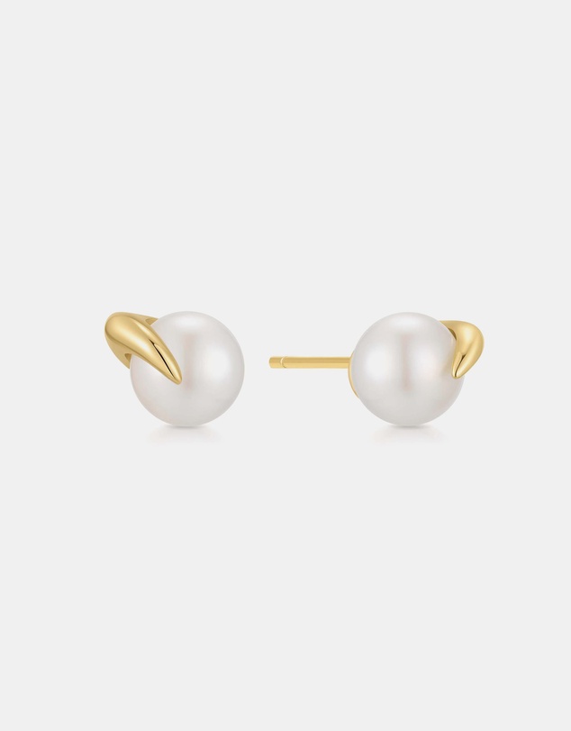 Ania Haie - Gold Pearl Claw Stud Earrings