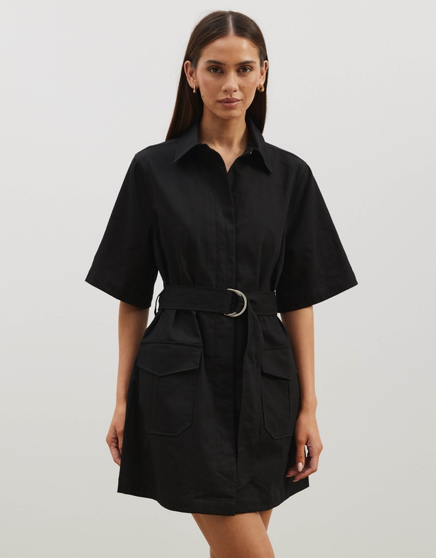 Atmos&Here - Amy Cotton Drill Mini Shirt Dress