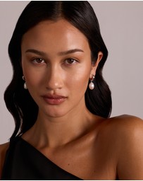 Michael Hill - Two-Row Cultured Freshwater Baroque Pearl Drop Earrings in Sterling Silver