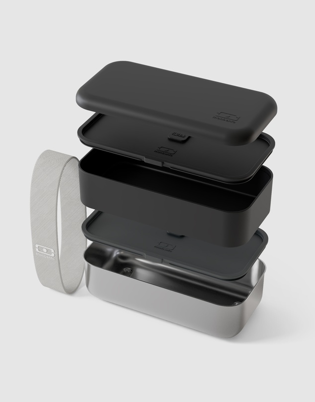 Monbento - Monbento Mb Sense Original The Two-Tier Metal Food Container Sense Original - Black Oynx
