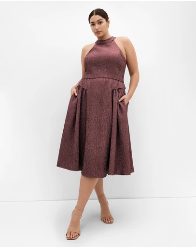 City Chic - Halter Jacquard Midi Dress