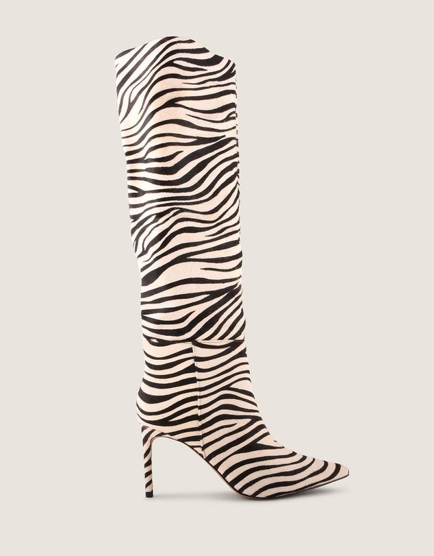 Shelly Shen - Marlow Heel Long Boots Zebra