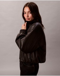 Calvin Klein - Faux Leather Relaxed Bomber Jacket